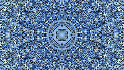 Blue flower garden mandala background design - abstract geometrical vector ornament wallpaper illustration