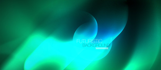 Blue neon round shapes techno background
