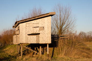 Beobachtungshütte, Rieselfelder, Münster, Münsterland, Nordrhein-Westfalen, Deutschland, Europa