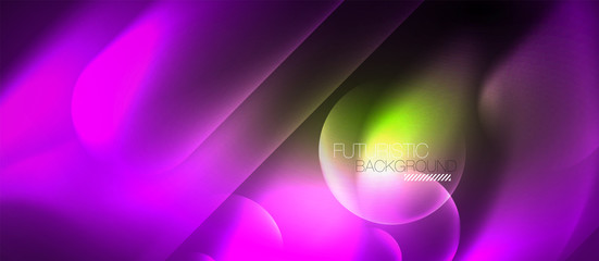 Neon glowing techno lines, blue hi-tech futuristic abstract background template