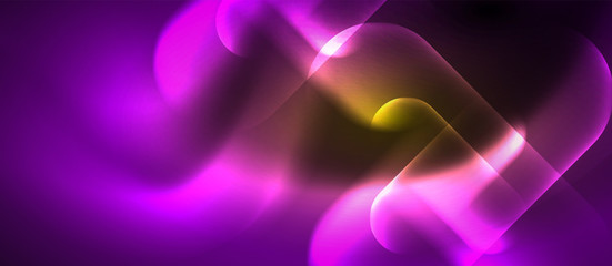 Obraz premium Neon glowing techno lines, blue hi-tech futuristic abstract background template