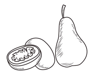 Fresh fruit nutrition healthy black and white hand drawn