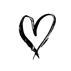 Grunge heart. Valentine day print. Vector illustration.