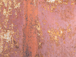 Old paint on metal surface, rust stains.