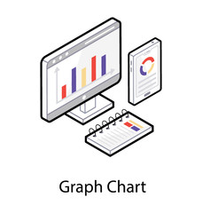Isometric icon of data analysis
