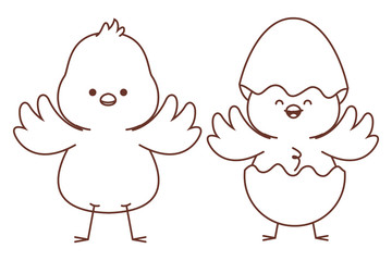 Happy  farm animals outline