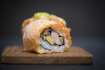 Roll sushi with salmon