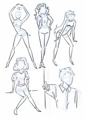 a set with pictures of fashion clothes Sketches