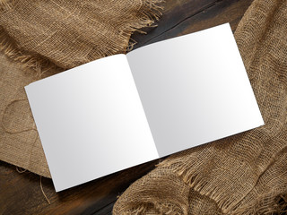 Mockup of restaurant cafe menu book on wood boards. Rustic style