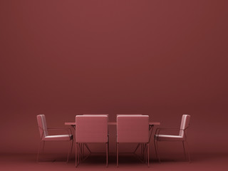 Red dining table and chair. 3d rendering
