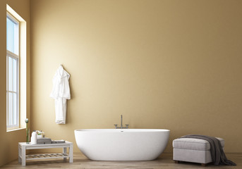 Fototapeta na wymiar Bathroom design modern & Loft with yellow wall. 3d rendering