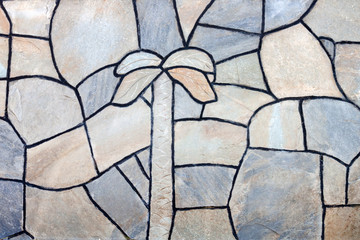 Exterior wall tiles with a palm tree design