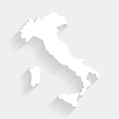 Simple white Italy map on gray background, vector