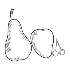 Fresh fruit nutrition healthy black and white hand drawn