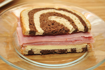 Ham & Cheese Sandwich on Rye & Pumpernickel Bread