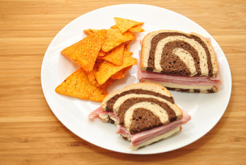 Ham & Cheese Sandwich on Rye & Pumpernickel Bread