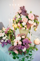 Wedding romantic dinner table settings.