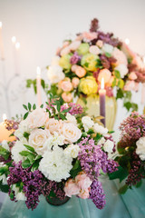 Wedding romantic dinner table settings.