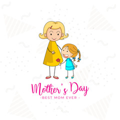 happy Mother Day template - cute mom and girl background