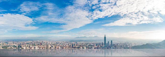 Naklejka premium Skyline miasta Taipei w centrum Tajpej, Tajwan.