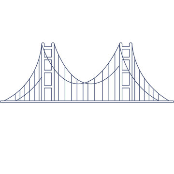 Vector Golden Gate Bridge For Coloring. Illustration For Children Coloring Book