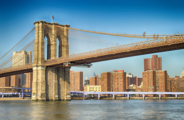 Brooklyn Bridge at sunny day.