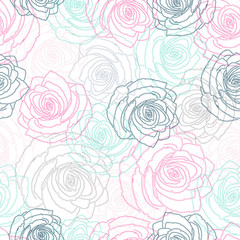 Seamless pattern of multi-colored roses.