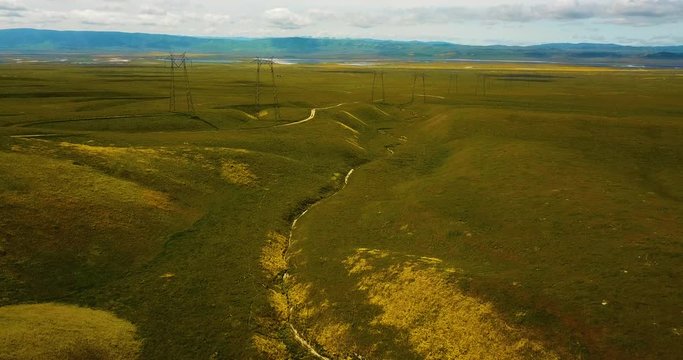Temblor Range and Super Bloom California Aerial
