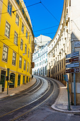 Fototapeta premium Narrow street in Lisbon, Portugal