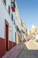OLVERA, SPAIN, 24 JULY 2016: White street of Olvera, one of the Pueblos Blancos in Andalusia