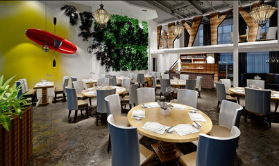 3d render cafe restaurant