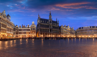 Grand Place in Brussels at night, Belgium