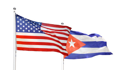 Obraz premium Cuba and USA flag