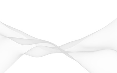 White abstract background. Fluttering white scarf. Waving on wind white fubric. 3D illustration