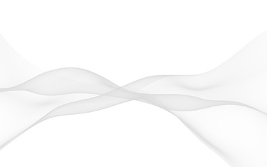 White abstract background. Fluttering white scarf. Waving on wind white fubric. 3D illustration