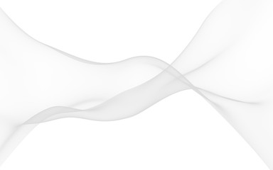 White abstract background. Fluttering white scarf. Waving on wind white fubric. 3D illustration