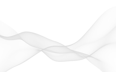 White abstract background. Fluttering white scarf. Waving on wind white fubric. 3D illustration