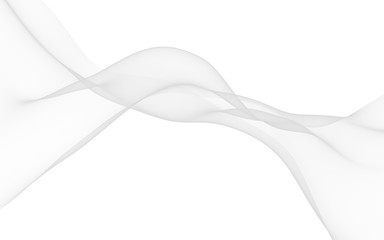 White abstract background. Fluttering white scarf. Waving on wind white fubric. 3D illustration