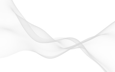 White abstract background. Fluttering white scarf. Waving on wind white fubric. 3D illustration