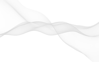 White abstract background. Fluttering white scarf. Waving on wind white fubric. 3D illustration