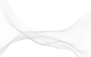 White abstract background. Fluttering white scarf. Waving on wind white fubric. 3D illustration