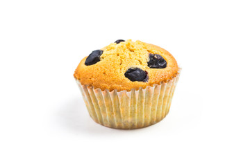 Blueberry muffins on white background