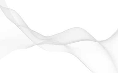 White abstract background. Fluttering white scarf. Waving on wind white fubric. 3D illustration