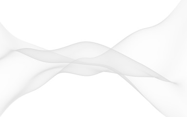 White abstract background. Fluttering white scarf. Waving on wind white fubric. 3D illustration