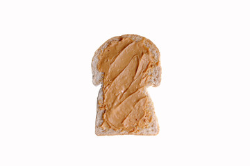 Peanut butter on a slice of bread