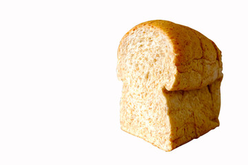 Bread slice on white background
