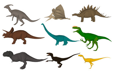 set of cartoon dinosaurs