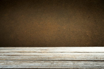 background barrel and worn old table of wood