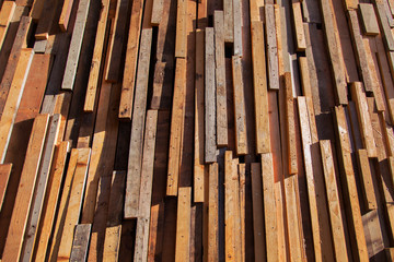 Plank walls many sizes nailed to be a beautiful order For the background.wood Light yellow gray red