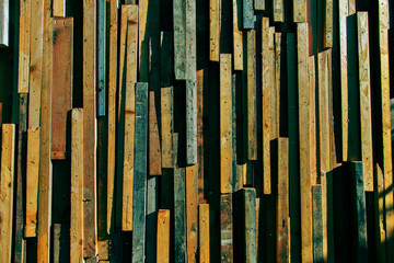 Obraz premium Plank walls many sizes nailed to be a beautiful order For the background.wood Light yellow gray red